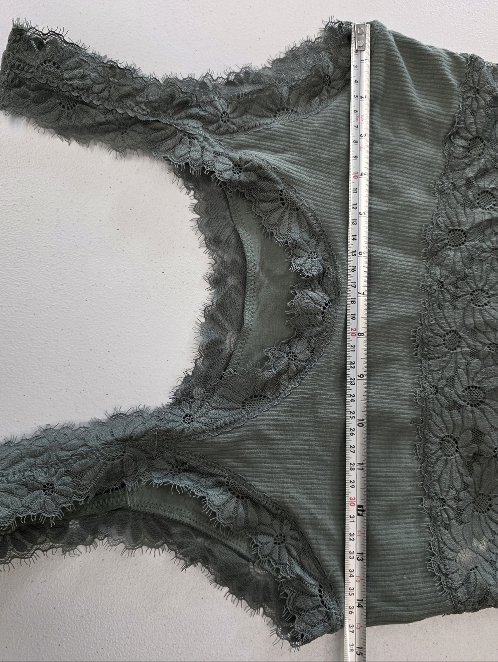 Aerie Lace-Trim Ribbed Bralette in Sage Green - Picture 11 of 12